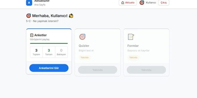 AktuelSınıf — Anket, Quiz, Form Platformu